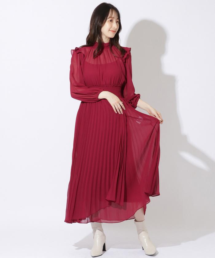 【イチゴ】ウィルフリーwillfully 新作ドレスワンピース セール】cord embroidery ponte OP（ワンピース）｜WILLFULLY