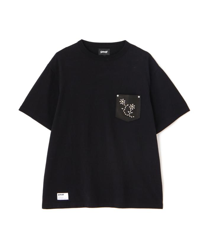 TAKUYA∞着用 schott ショット フラワースタッズ Tシャツ Schott TAKUYA∞着用 フラワースタッズレザーポケットTシャツ