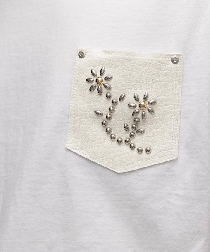 TAKUYA∞着用 schott ショット フラワースタッズ Tシャツ セール 30%OFF】T－SHIRT FLOWER STUDDEDLEATHER PKT/フラワー