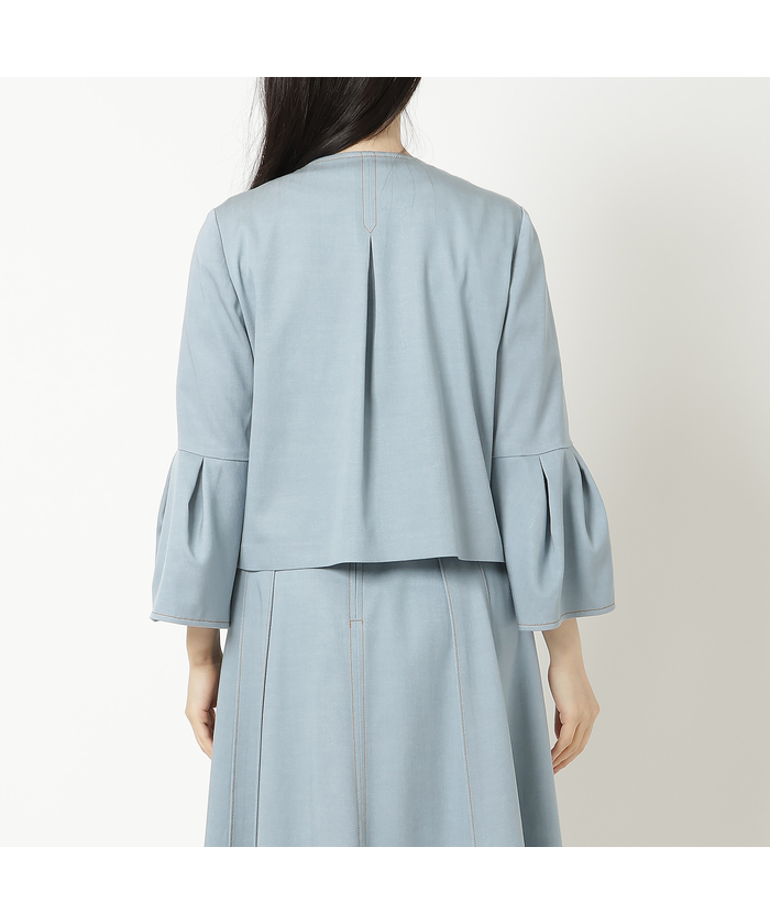 ローズティアラ ブラウス 袖フレア コサージュ セレモニー ゆったり 美品 4L セール 50%OFF】【セットアップ対応】おとなデニムコサージュ