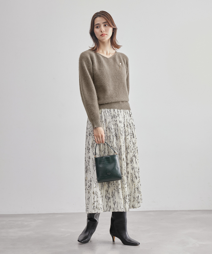 ROPE フォックスウール Vネックプルオーバーニット ライトピンク　新品 ロペ ROPE' フォックスウール Vネックプルオーバーニット