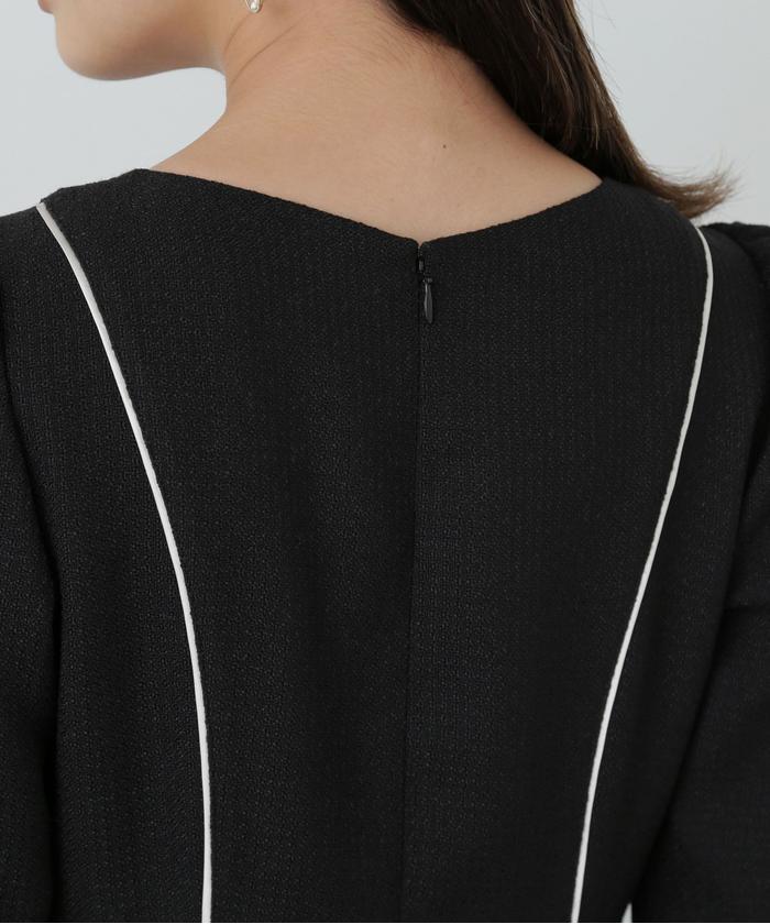 【美品】プロポーションボディドレッシング＊ツイードフレアワンピース セール 60%OFF】ツイードパイピングワンピース(505748009