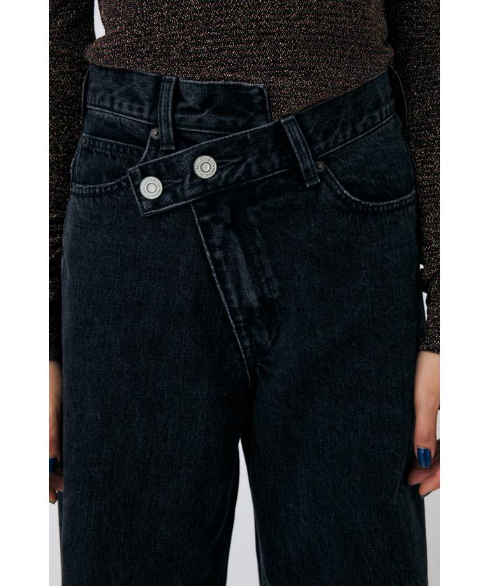 美品 moussy CROSS WAIST WIDE STRAIGHT ブラック Cross Waist Wide Straight – MOUSSY
