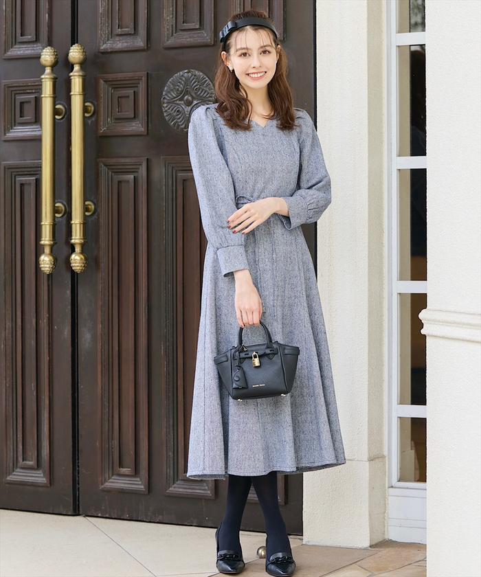 Self-Portraitパール＆ビジュー美シルエットツイードワンピース セール 40%OFF】ハートネックツイード美シルエットワンピース