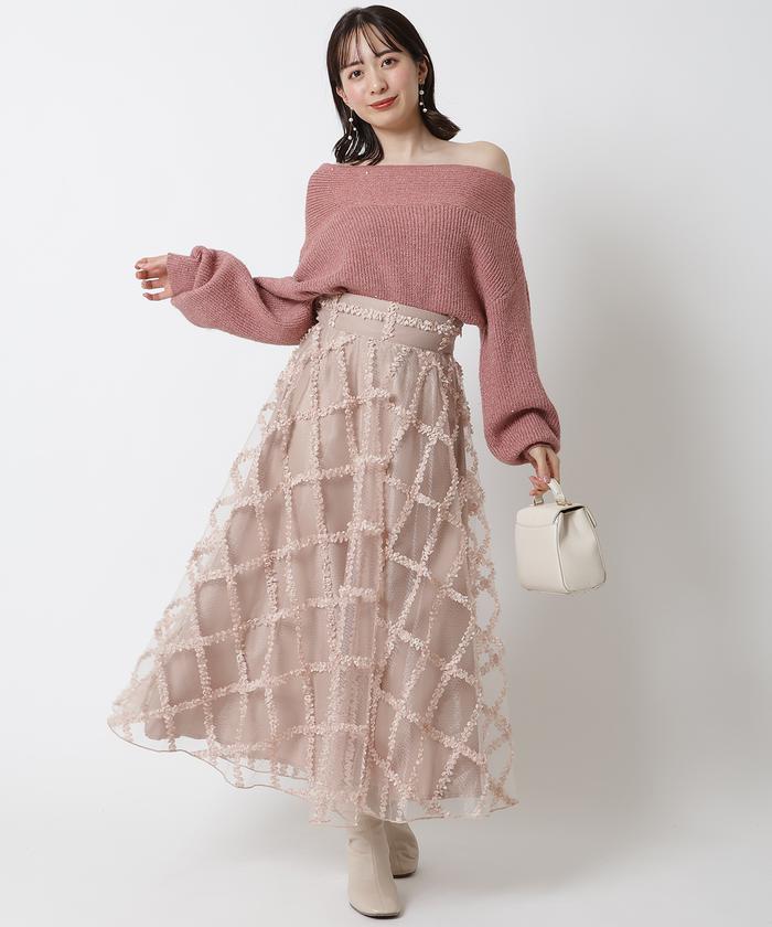 セール】【袖丈35cm】シャイニーラメニットプルオーバー（ニット