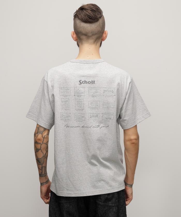 Schott ショット ARCHIVE STAMPS クルーネック 半袖Tシャツ Schott N.Y.C ショット ARCHIVE STAMPS 半袖Tシャツ クルー