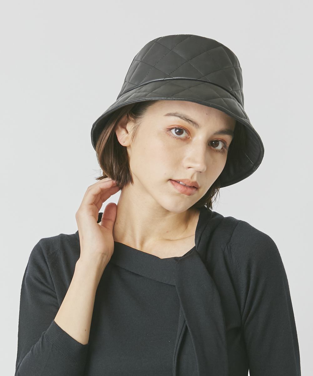 帽子 Chapeau d' O Eco Leather Quilt Bucket シャポー ド オー Chapeau d'O Chapeau d' O Fake Leather Quilt