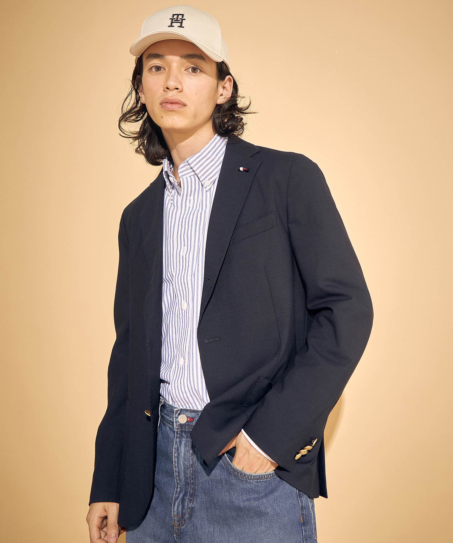 トミーヒルフィガー　ネイビー　ブレザー　160 2点でさらに10％OFF】クレストスリムブレザー | トミー