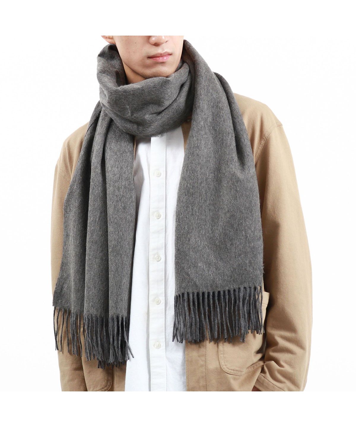 ジョンストンズ Johnstons マフラーカシミヤ100% チェック グレー系 ジョンストンズオブエルガン Johnstons of Elgin カシミヤ