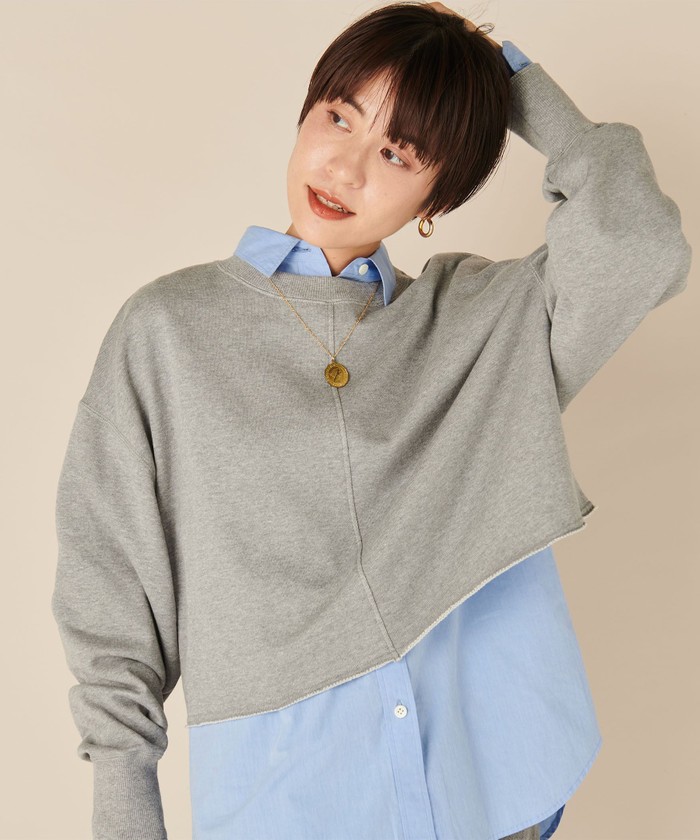 クーポン】【セール 40%OFF】ショート丈裏毛スウェット
