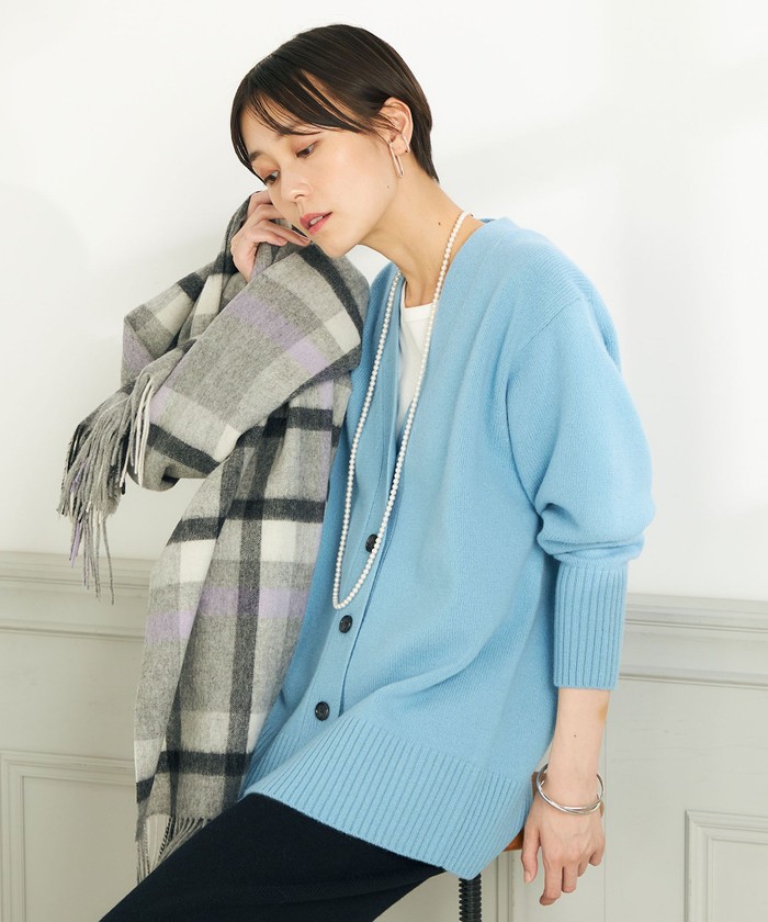 セール】◇【WEB限定】カシミヤブレンド長めVネックカーディガン