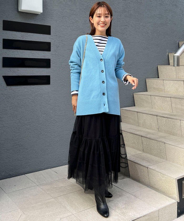 セール】◇【WEB限定】カシミヤブレンド長めVネックカーディガン