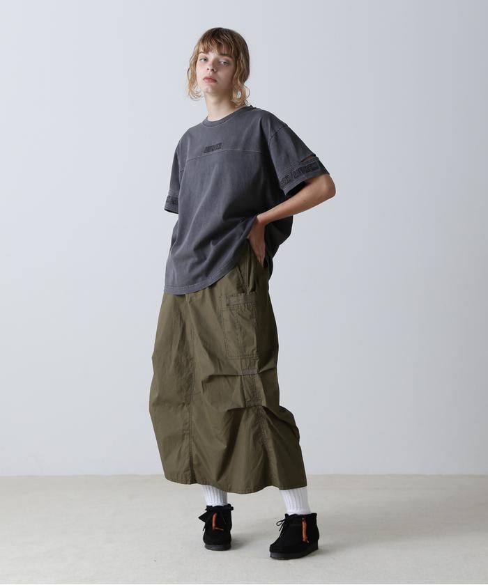 tシャツ OPEN NECK BACK TACK FADEWASH T-SHIRT/オープンネック バックタック フェイドウォッシュTシャツ レディー FADE WASH CUFFS OPEN EMBROIDERY T－SHIRT/フェイドウォッシュ