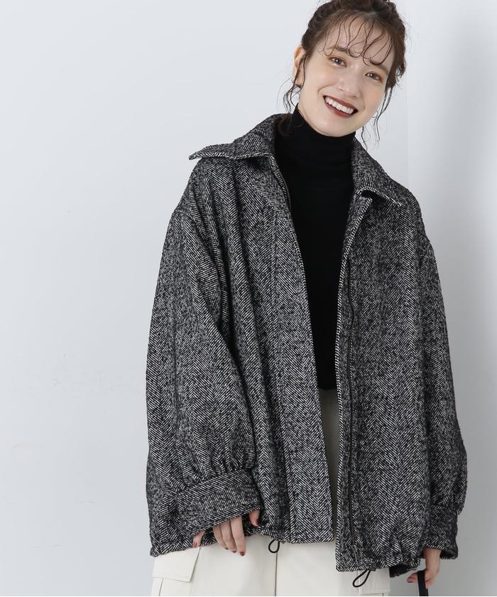 セール】ネップヘリンボーンツイードブルゾン《S Size Line