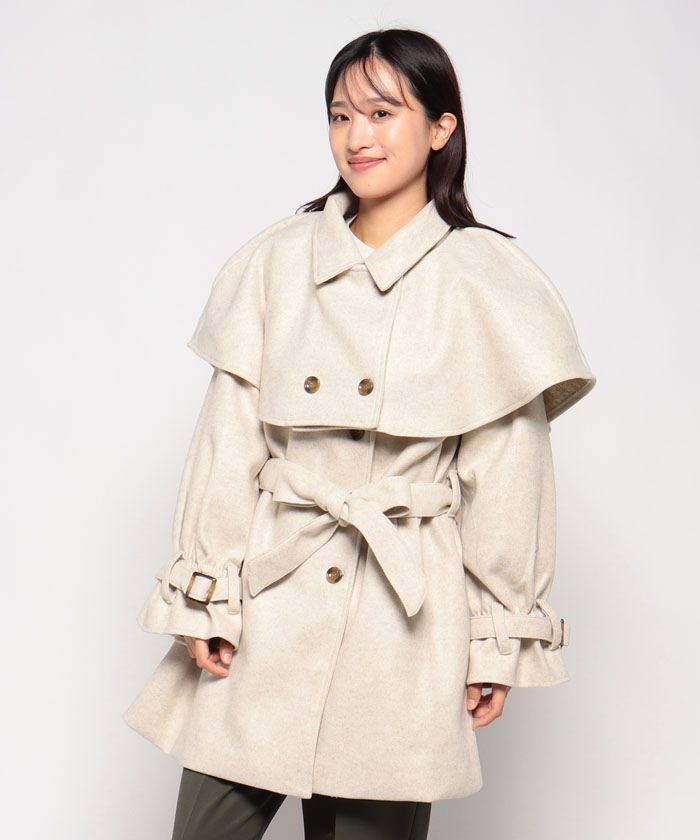 極美品 DEUXIEME CLASSE ハーフコート F ネイビー 18P2003-88-M.jpg