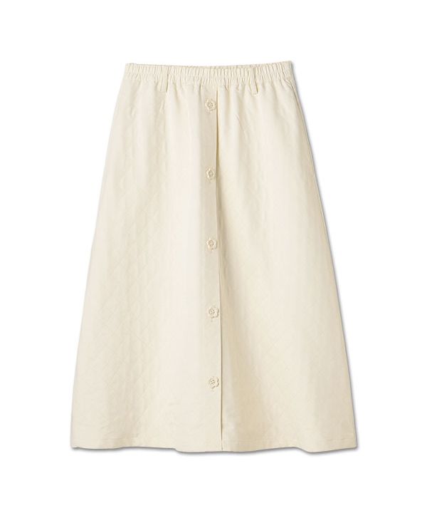 MARY QUANT LONDON ベージュタイトスカート M マリークワント MARY QUANT デイジーボタンキルトロング