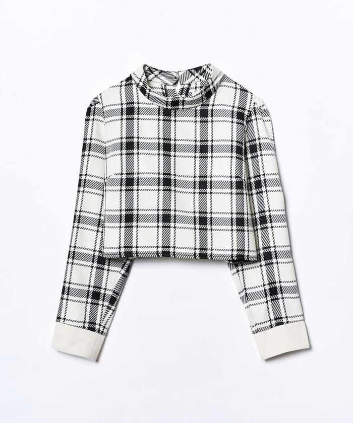 RACHEL COMEY　チェック　ハイネック　ブラウス　　72-0210-2A セール 50%OFF】チェックハイネックコンパクトブラウス