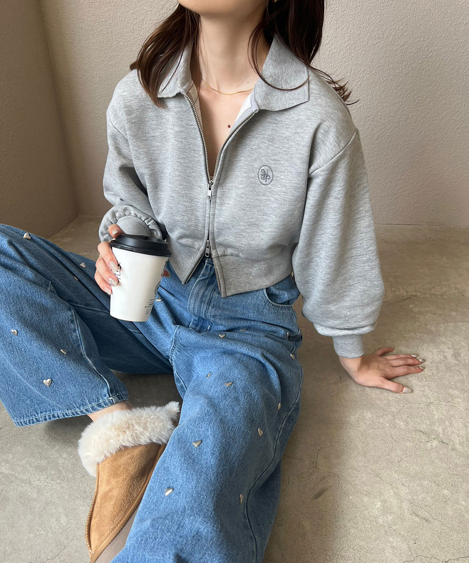 PLEATS PLEASE オリーブ色ジップアップジャケット 17-2_f5bc9356-51e0-4bdb-aae6-