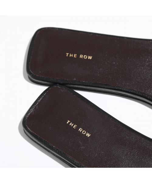 THE ROW スクエアレザーバレエフラット サンダル レザー製のスクエア フラットバレエシューズ ブラック – The Row