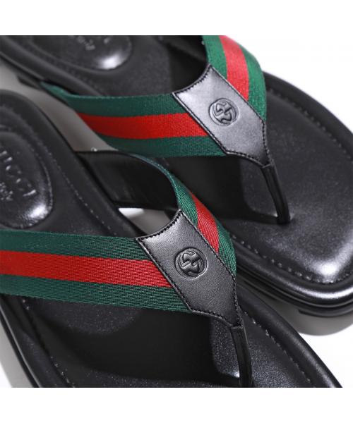 セール】GUCCI トングサンダル 429362 H91A0 ウェブ＆レザー(505775128