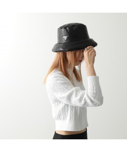PRADA ナッパレザー バケットハット Lサイズ お洒落度UP】PRADA◇ナッパレザー バケットハット ロゴ付 話題