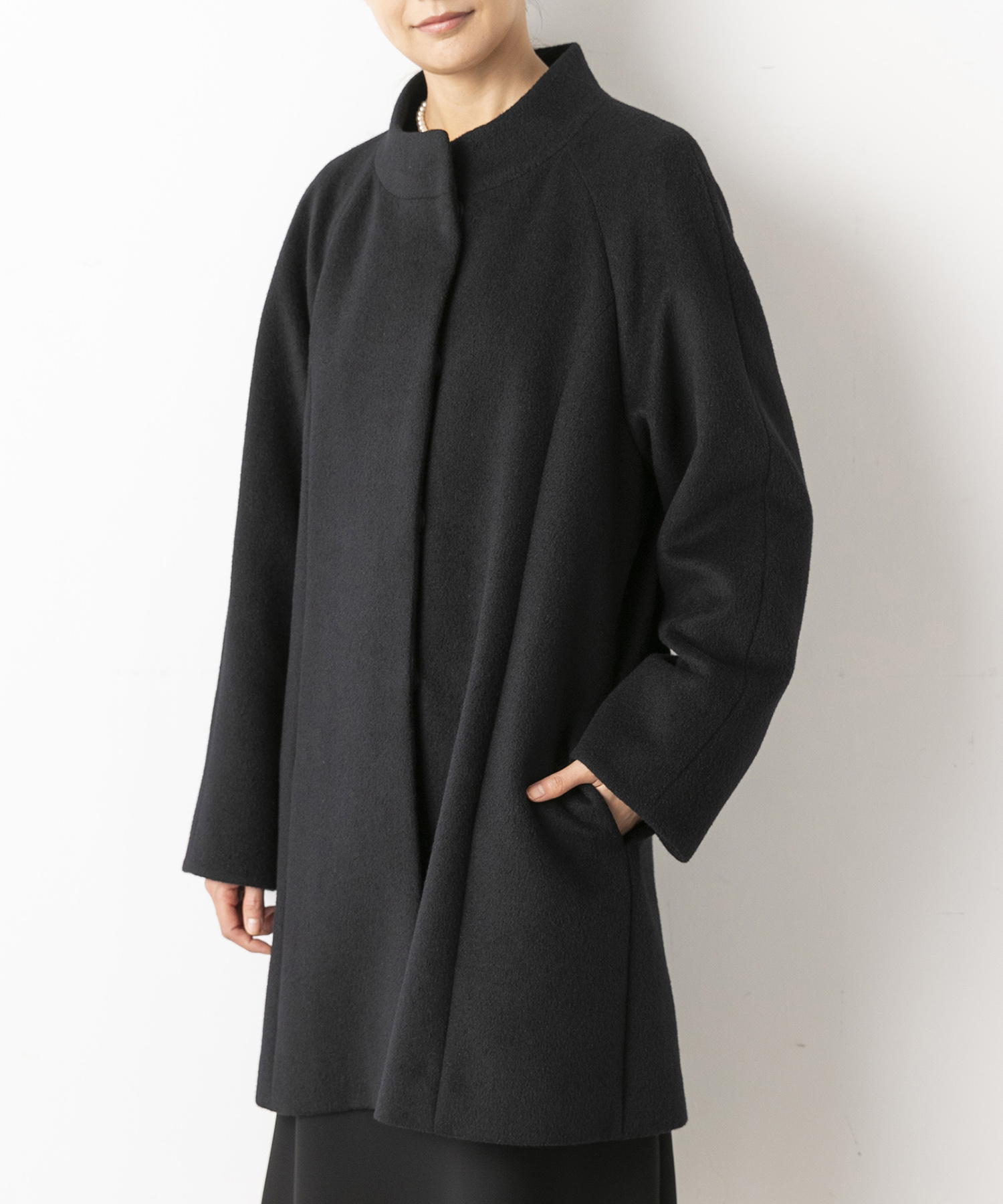 喪服】ブラックフォーマルコート/アンゴラ混/レディース/大きい 喪服】ブラックフォーマルコート/アンゴラ混/レディース/大きい
