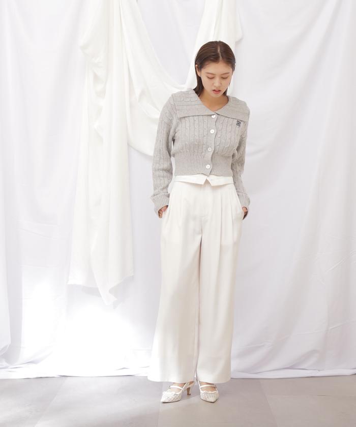 セール 30%OFF】コットンブレンドケーブルニット ボタン