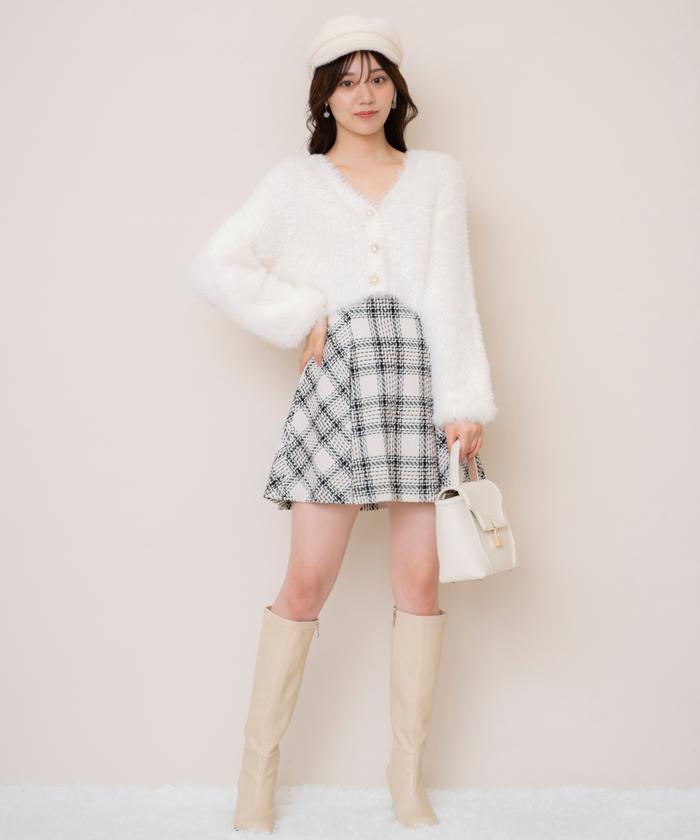 セール 50%OFF】ボックスプリーツツイードミニスカート セール 50%OFF】ボックスプリーツツイードミニスカート