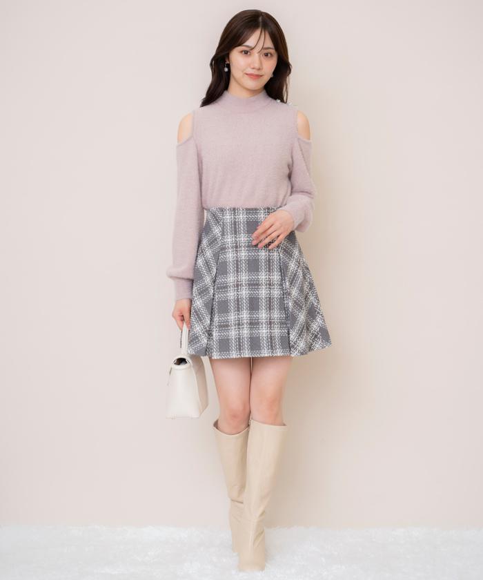 セール 50%OFF】ボックスプリーツツイードミニスカート セール 50%OFF】ボックスプリーツツイードミニスカート