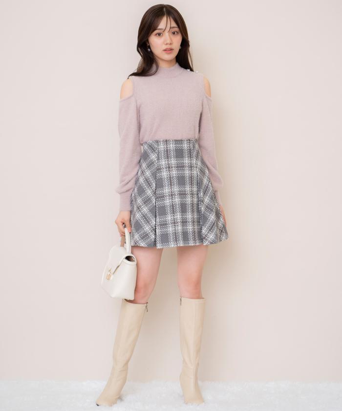 セール 50%OFF】ボックスプリーツツイードミニスカート セール 50%OFF】ボックスプリーツツイードミニスカート
