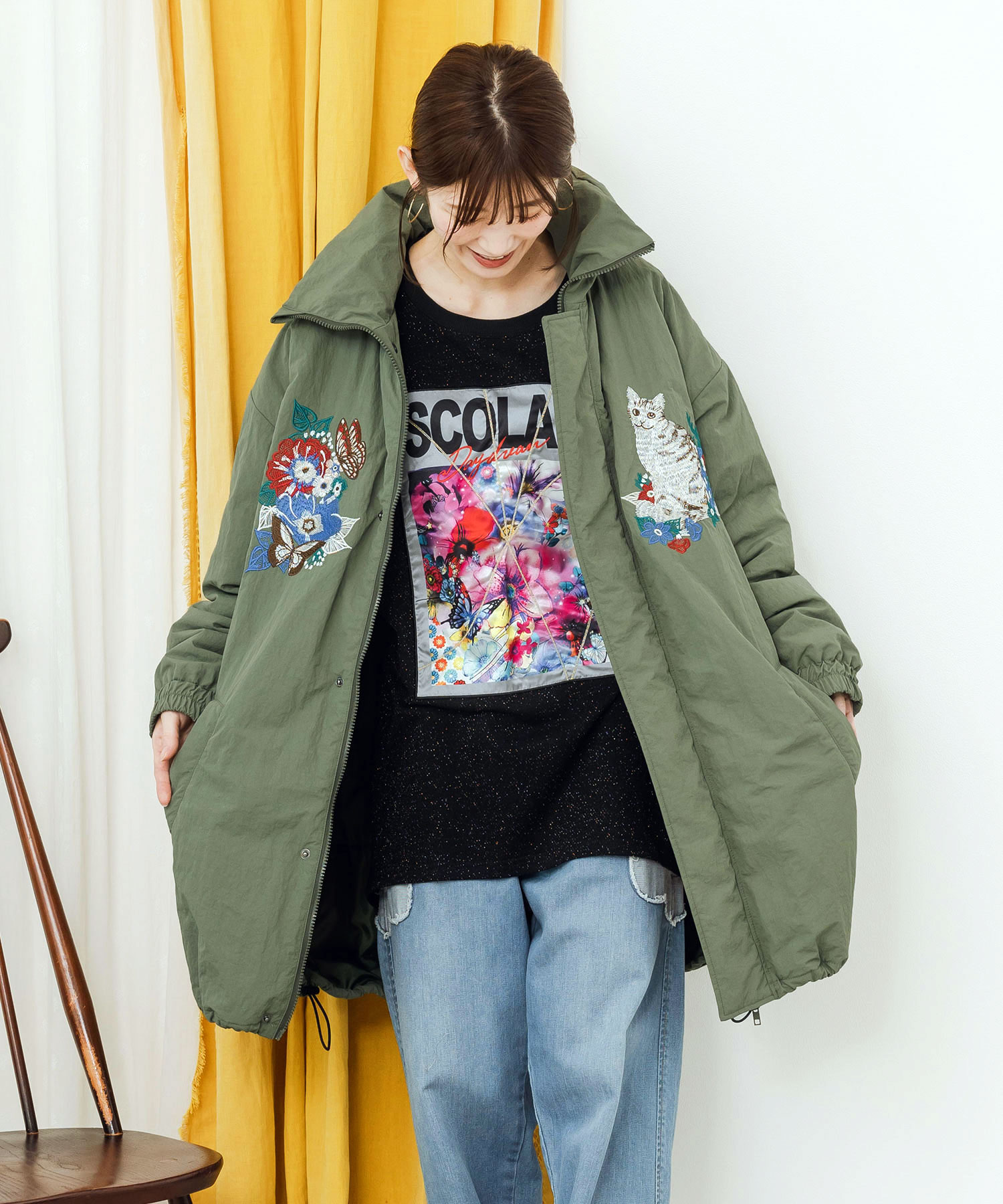 TAILOR TOYO 港商商会 別珍 × キルティングサテン スカジャン
