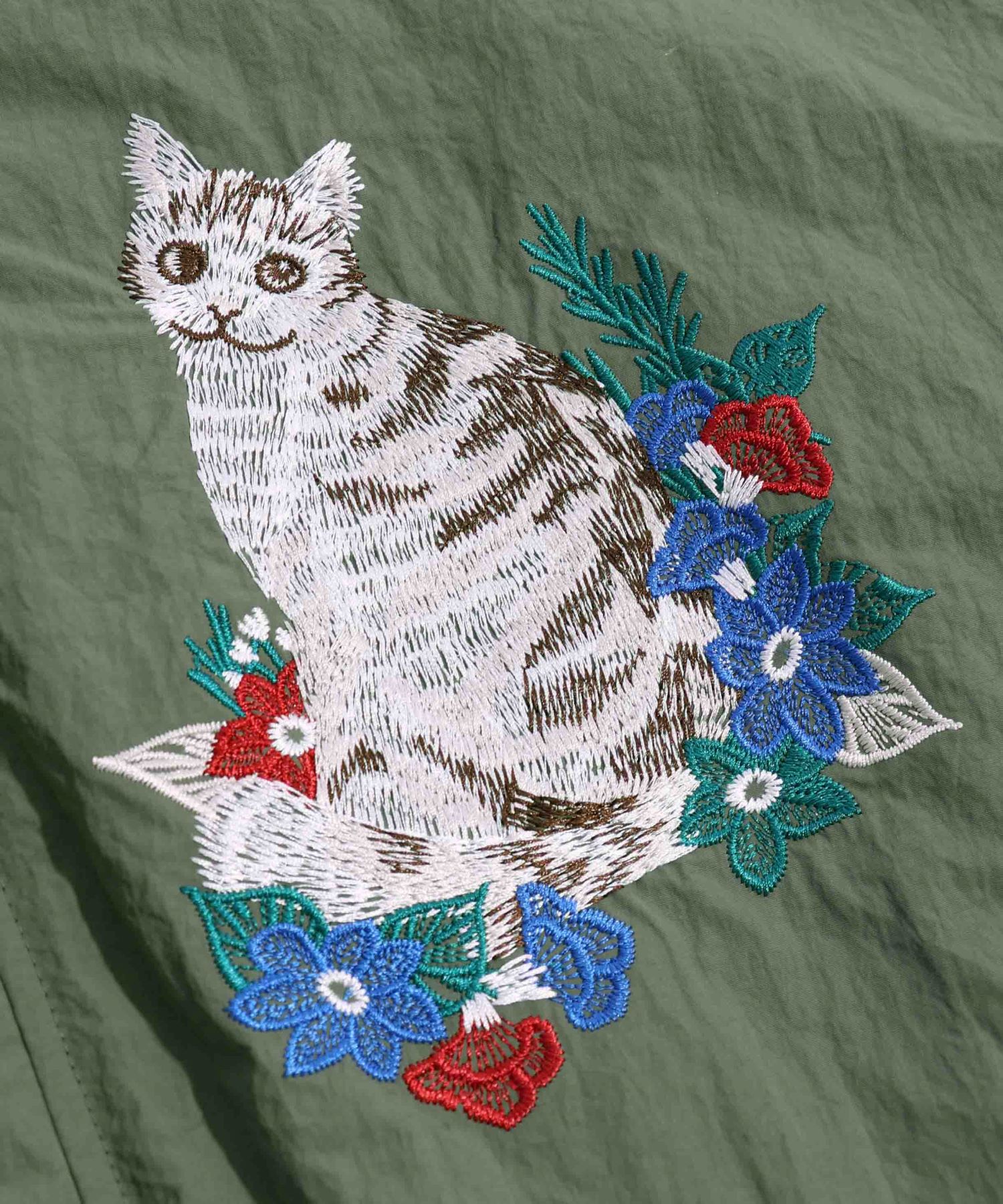 セール】ネコ花蝶刺繍 中綿キルティングブルゾン(505762730 セール】ネコ花蝶刺繍 中綿キルティングブルゾン(505762730
