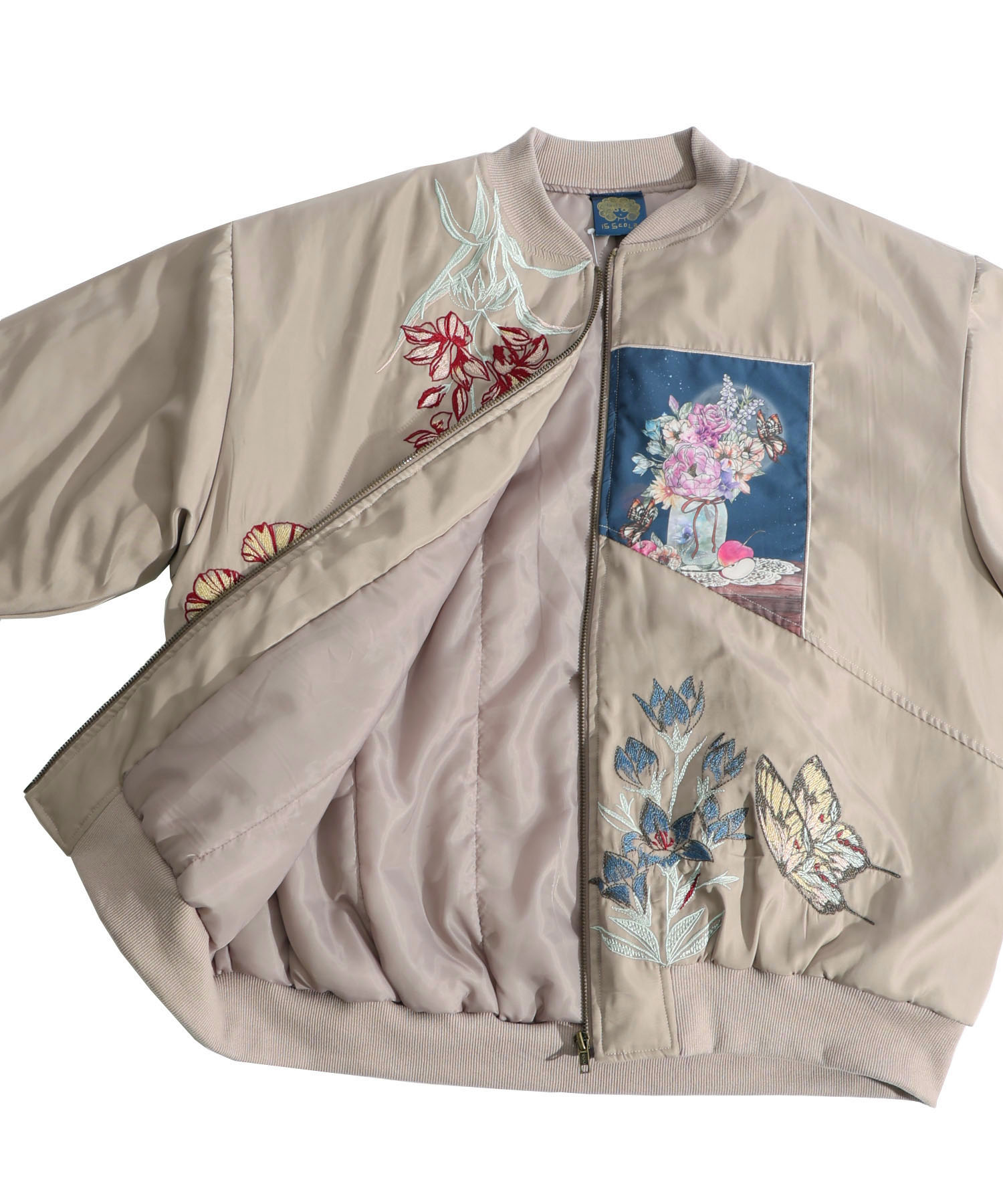 セール】スカラー ScoLar 花蝶刺繍 中綿入りブルゾン(505762744 セール】スカラー ScoLar 花蝶刺繍 中綿入りブルゾン(505762744