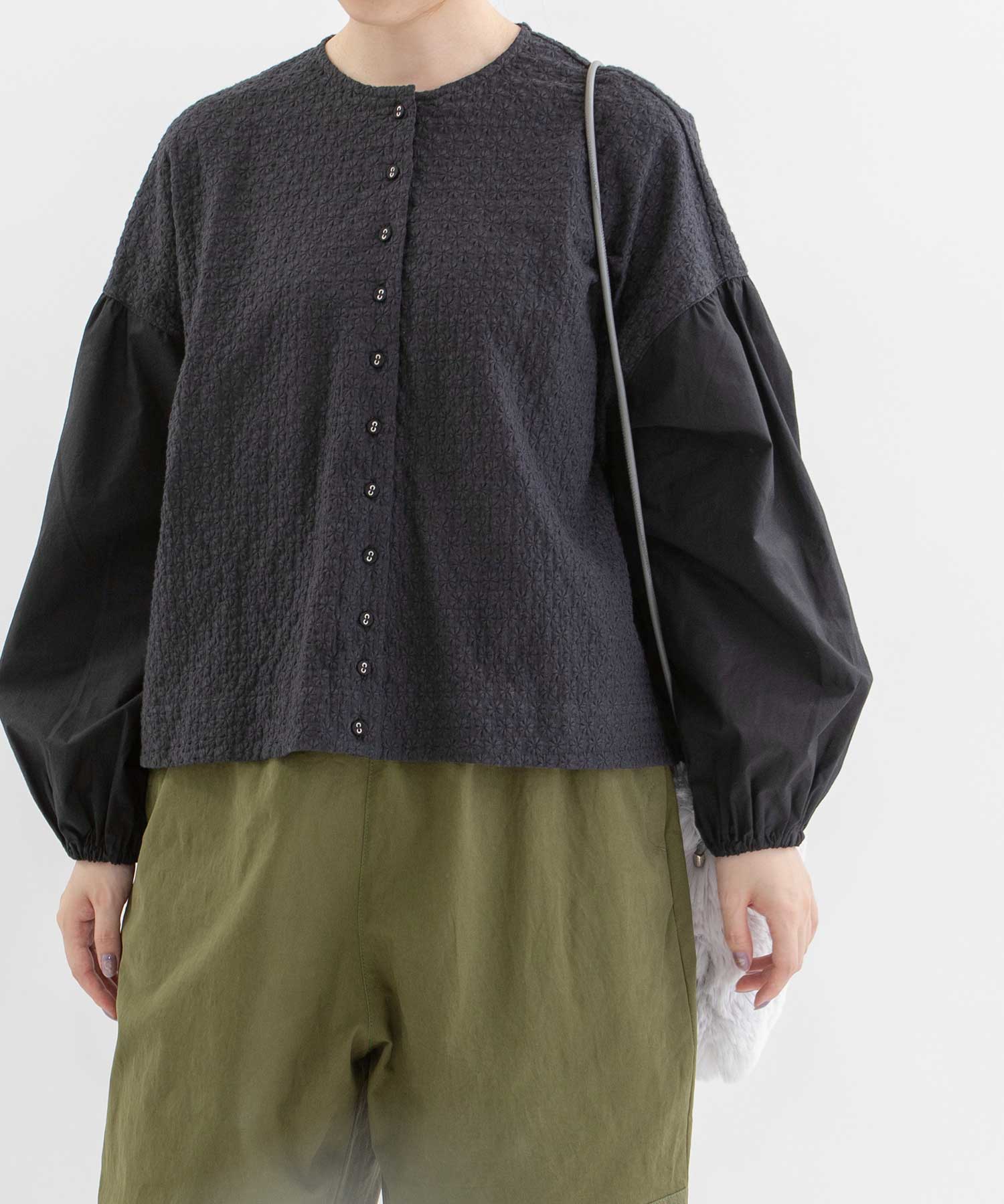 ノップドゥノッド nop de nod misc rondeフレンチスリーブブラウス （ブラック） セール 40%OFF】ノップドゥノッド nop de nod エンブロイダリー