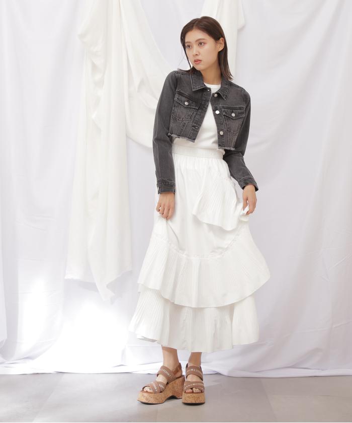 オリビアティアードプリントスカート JILLSTUART セール 30%OFF】◇ボリュームデザインプリーツティアード