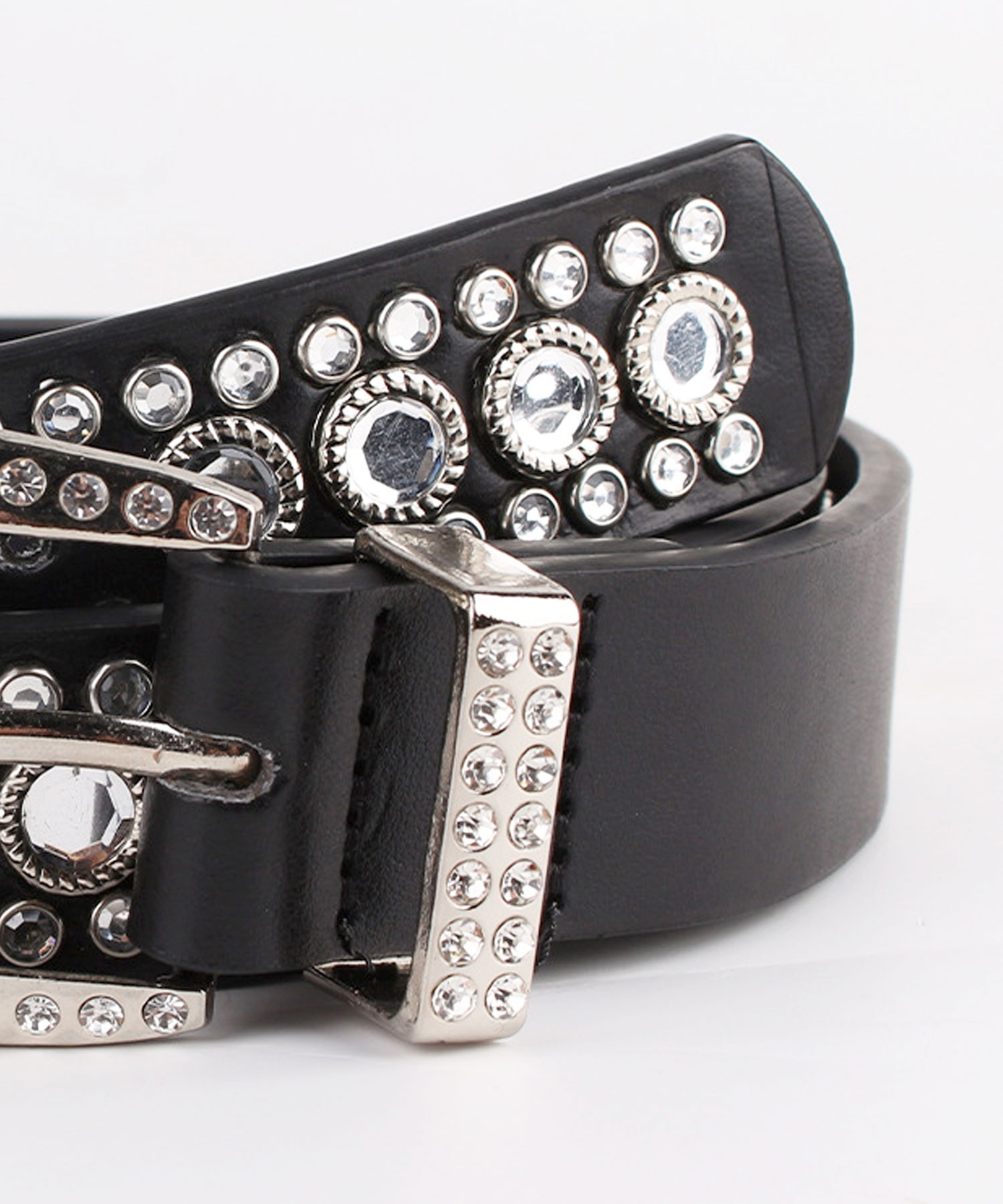 future archive 黒 レザー スタッズベルト ラインストーンベルト BEAMS（ビームス）FUTURE ARCHIVE / STUDS BELT（ファッション