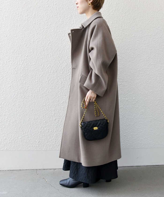 banal chic bizarre ダークグレー ステンカラーコート デニム 秋も着たい！】デニム切り替えステンカラーコート（ステンカラー
