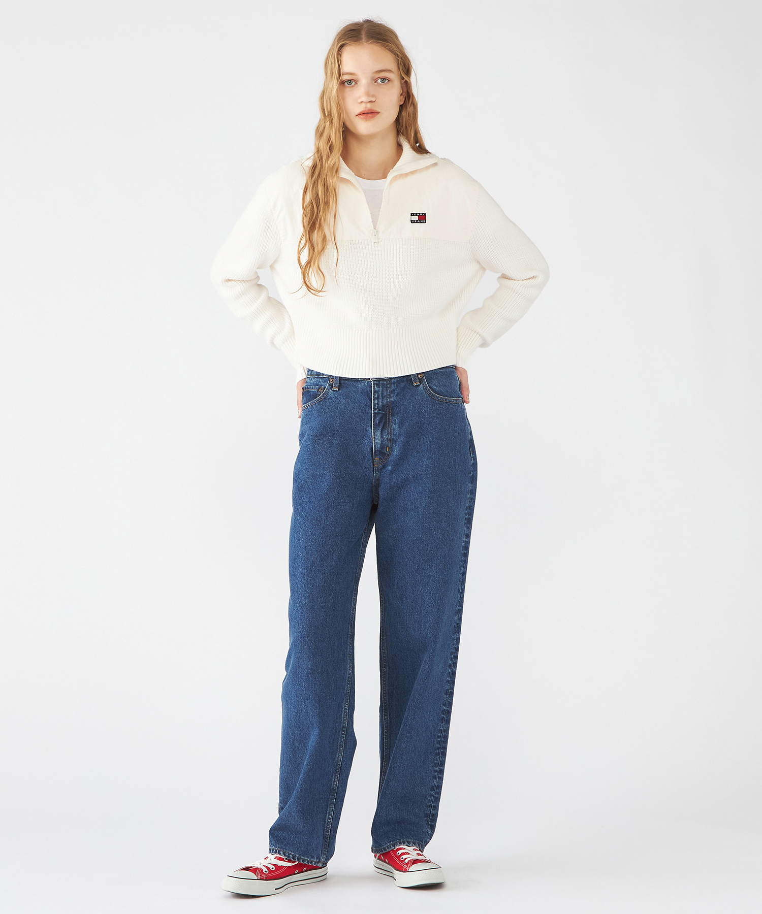 セール】トミージーンズ TOMMY JEANS ハーフジップバッジリブ セール】トミージーンズ TOMMY JEANS ハーフジップバッジリブ