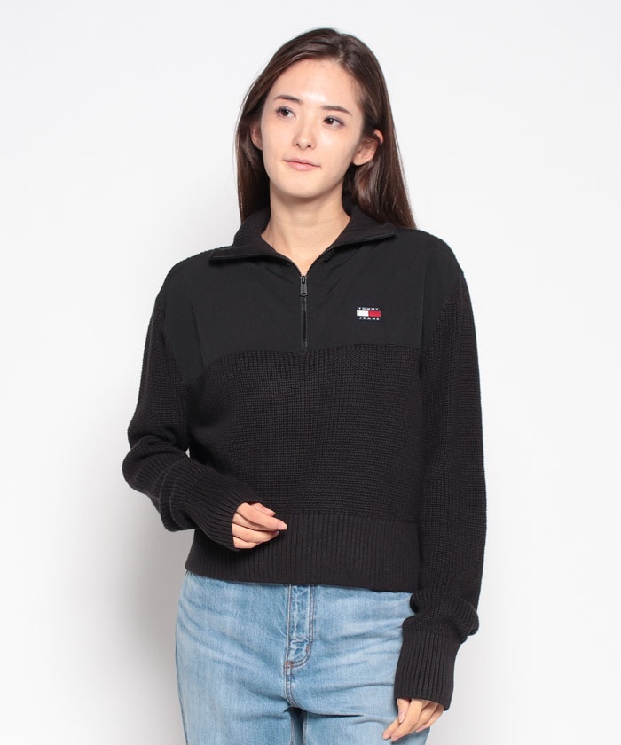 セール】トミージーンズ TOMMY JEANS ハーフジップバッジリブ セール】トミージーンズ TOMMY JEANS ハーフジップバッジリブ
