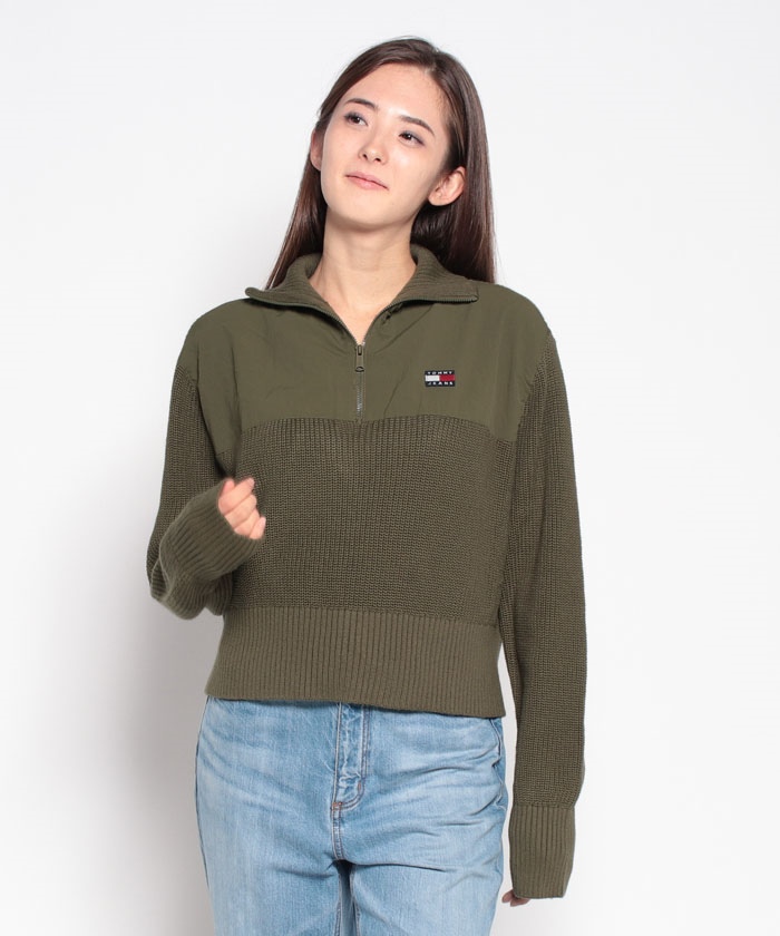 セール】トミージーンズ TOMMY JEANS ハーフジップバッジリブ セール】トミージーンズ TOMMY JEANS ハーフジップバッジリブ