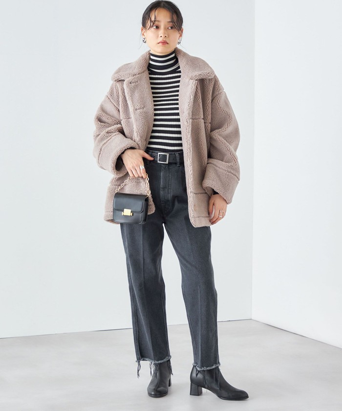 セール 40%OFF】* 〈手洗い可能〉衿付き ボア ジャケット