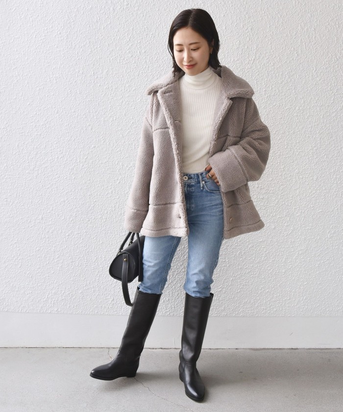 セール 40%OFF】* 〈手洗い可能〉衿付き ボア ジャケット