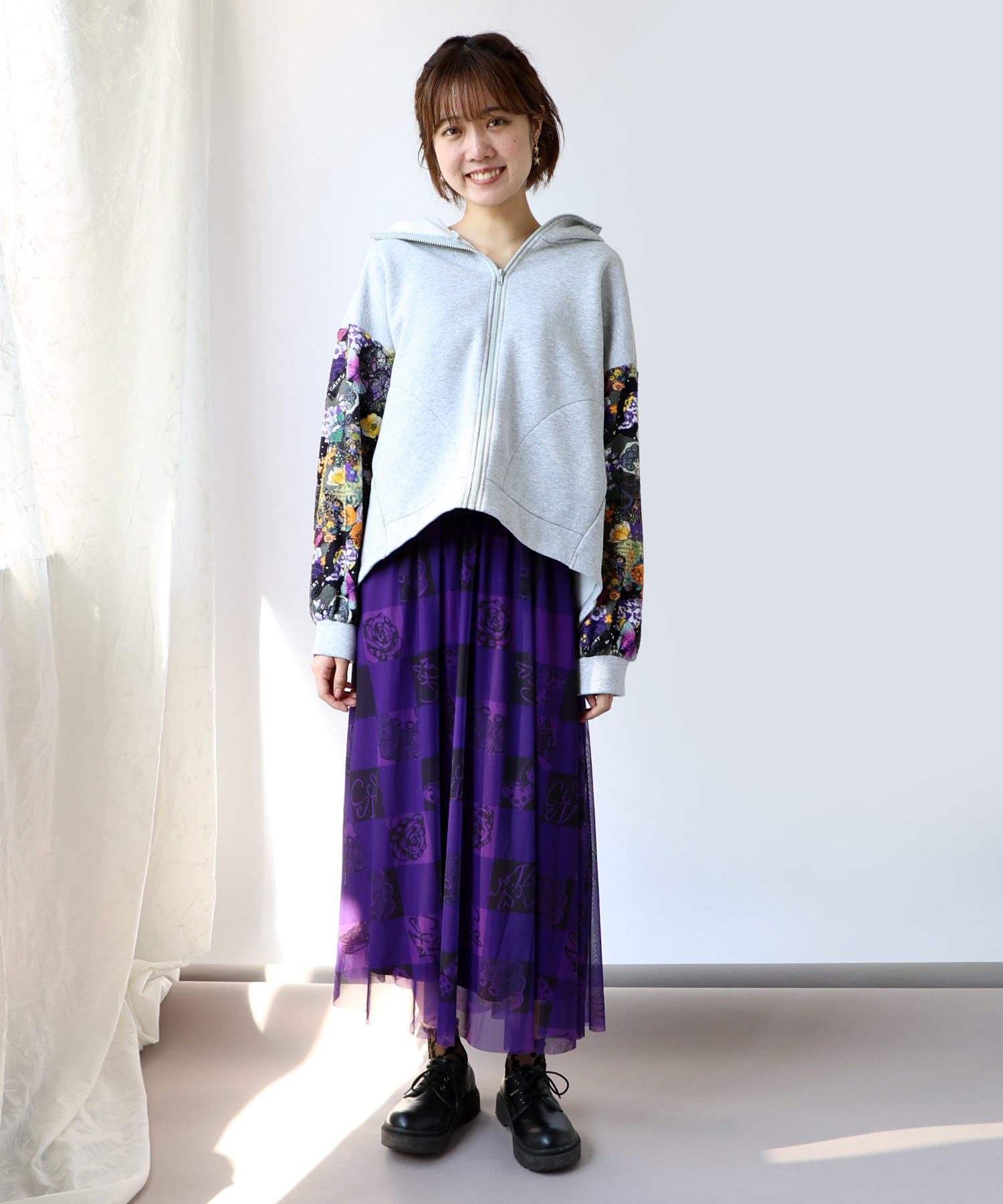 セール 20%OFF】スカラー ScoLar ネコと蝶柄 裏ボア切り替え