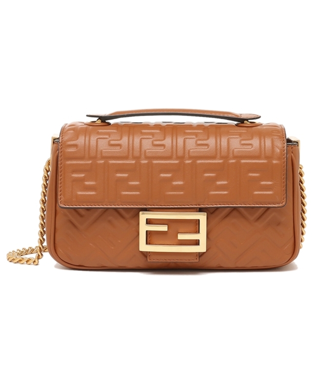 Fendi ショルダーバッグ ブラウン ロゴ Fendi ショルダーバッグ ブラウン ロゴ入り