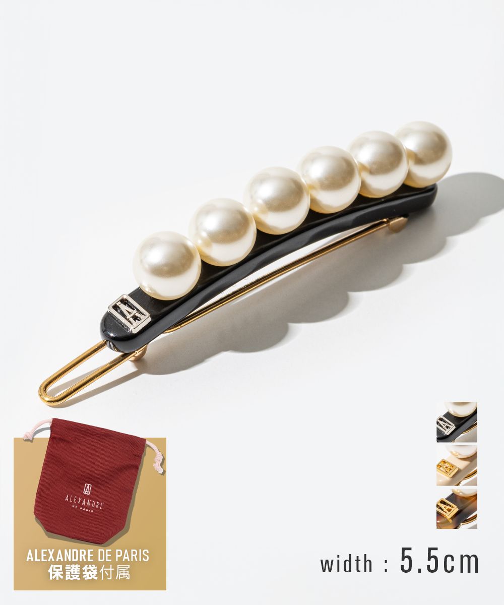 新品 ALEXANDRE ヘアクリップ ホワイト ゴールド ポーチ付属 新品 ALEXANDRE ヘアクリップ ホワイト/ゴールド オリジナル