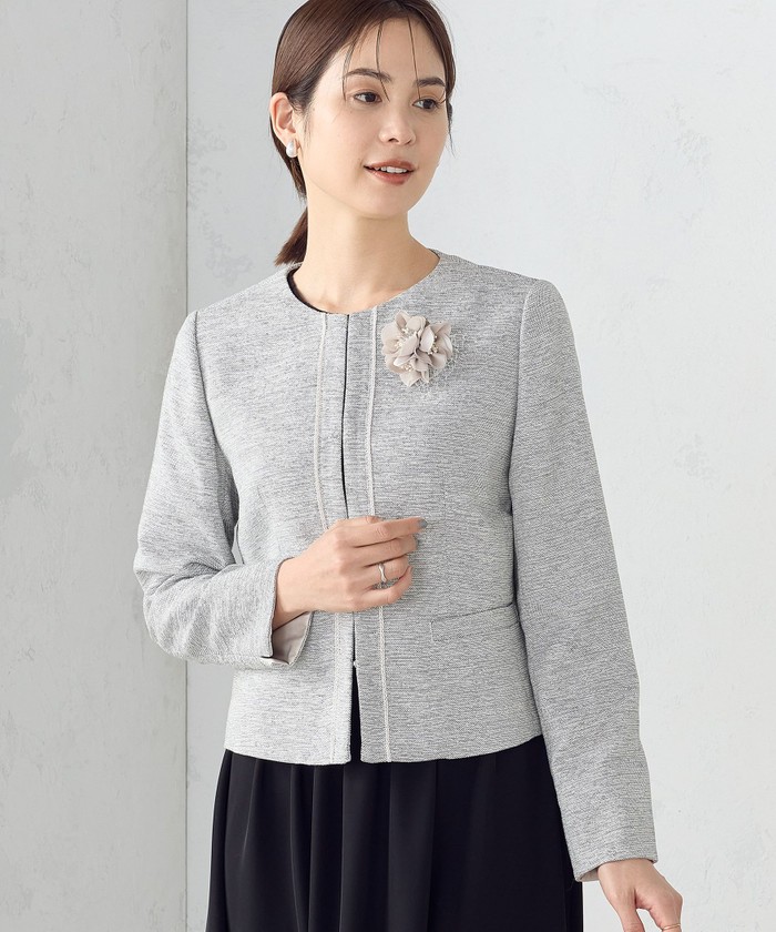 【美品】LANVIN ラメツイードノーカラージャケット 可愛い✨リボンモチーフ 美品】LANVIN ラメツイードノーカラージャケット 可愛い✨リボン