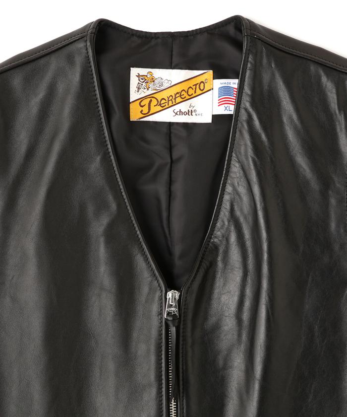 美品！ショットschottレザーベストジャケットM193V現行型定価82500円 美品！ショットschottレザーベストジャケットM193V現行型定価