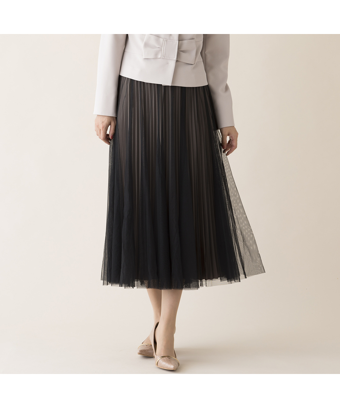 Rose Tiara プリーツスカート 46 ベージュ・黒ドット Rose Tiara プリーツスカート 46 ベージュ・黒ドット