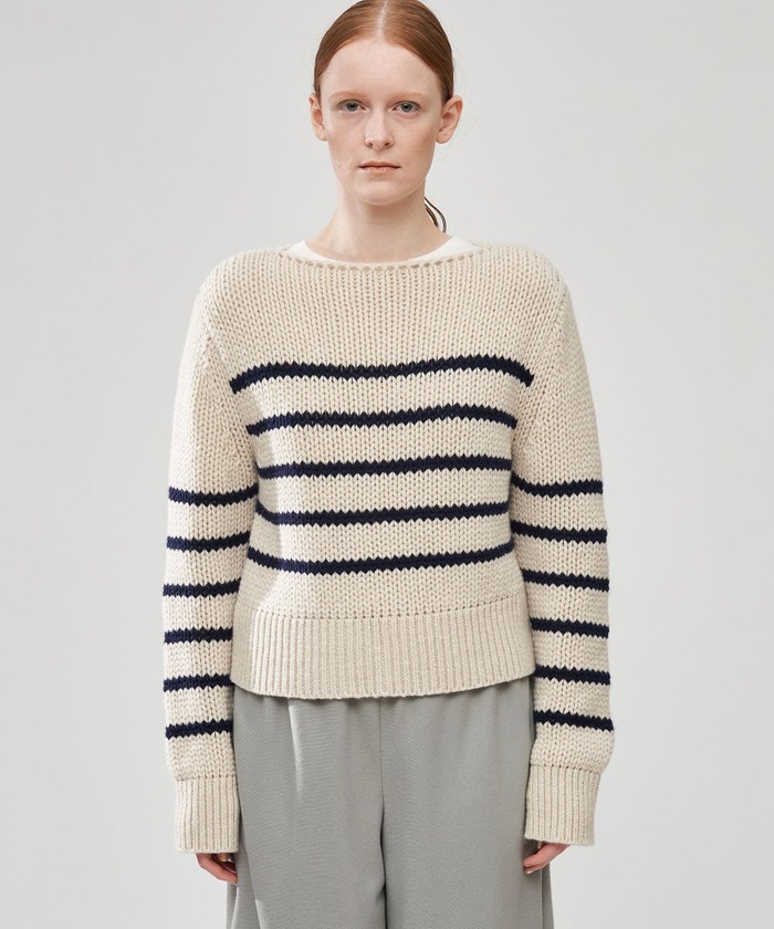 GALERIE VIE ファインウールライン ボートネックプルオーバー クーポン】【セール 30%OFF】ファインウールライン ボートネック