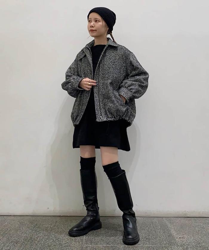 セール】ネップヘリンボーンツイードブルゾン《S Size Line セール】ネップヘリンボーンツイードブルゾン《S Size Line